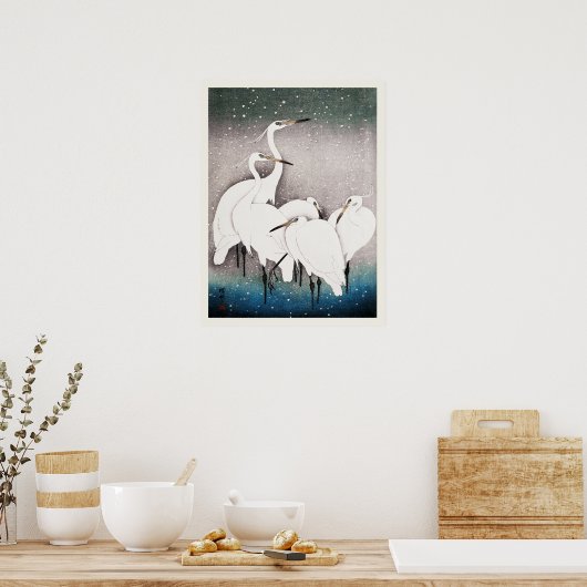 Poster Groupe D'Aigrettes Ohara Koson Oiseau Japonais Imp (Cuisine)