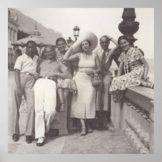 Poster Groupe d'amis à Cannes, années 1930