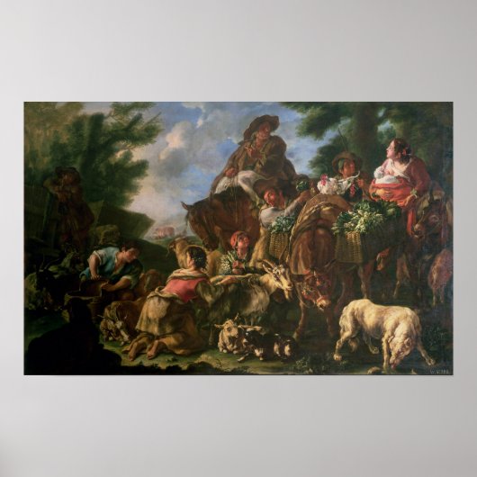 Poster Groupe de bergers avec un cheval (Devant)