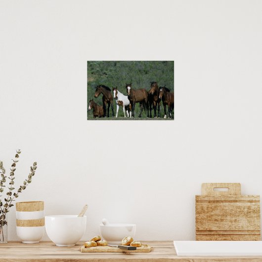 Poster Groupe de Chevaux sauvages Mustang (Cuisine)
