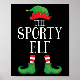 Poster Groupe de jumelage des elfes sportifs Noël Famille