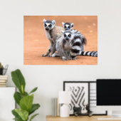 Poster Groupe de lémuriens à cordon (Bureau à domicile)