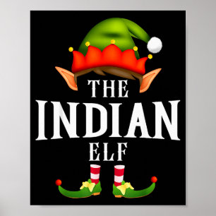 Poster Groupe de lutins indiens Fête drôle de Noël en pyj