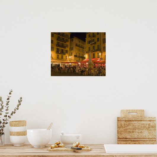 Poster Groupe de personnes assises dans un café en terras (Cuisine)