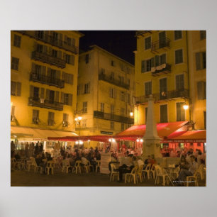 Poster Groupe de personnes s'asseyant à un café de