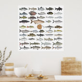 Poster Groupe de poissons d'eau douce d'Asie du Sud-Est (Cuisine)