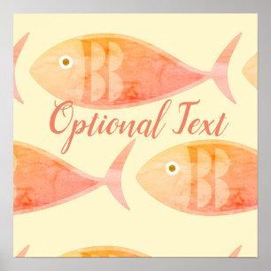 Poster Groupe de poissons saumons