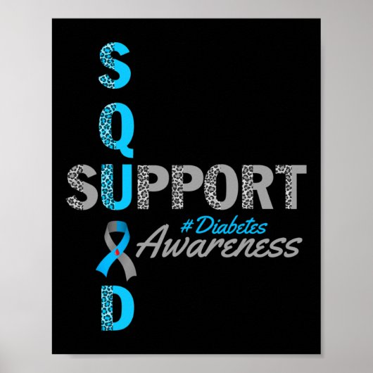 Poster groupe de soutien t1d t2d diabète ruban bleu gris (Devant)