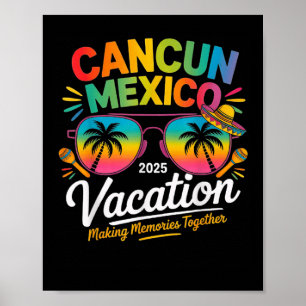 Poster Groupe de voyage à Cancun au Mexique sur la plage
