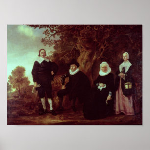 Poster Groupe familial dans un paysage