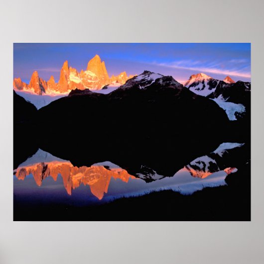 Poster Groupe Fitz Roy reflété dans les lacs glaciaires (Devant)