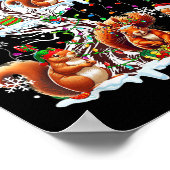 Poster Groupe Père Noël Reindeer Elf Squirrels Sur Arbre (Coin)