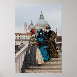 Poster Groupe sur un pont lors du carnaval, Venise
