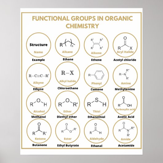 Poster Groupes fonctionnels de chimie (Devant)