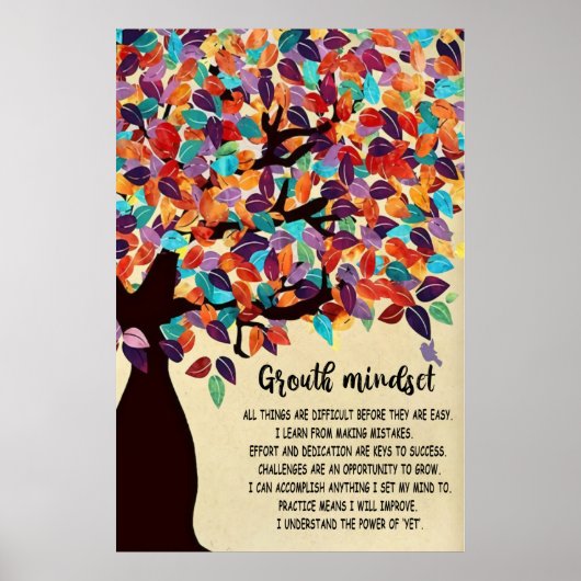 Poster Grouth Mindset Poster,Classroom Decor (Devant)