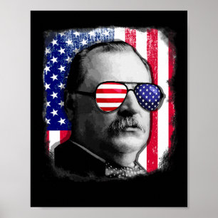 Poster Grover Cleveland Drapeau américain 4 juillet