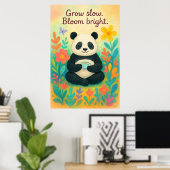 Poster Grow Slow Bloom Bright – Peaceful Panda Garden (Bureau à domicile)