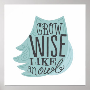 Poster Grow Wise Like an Owl - Children's Art