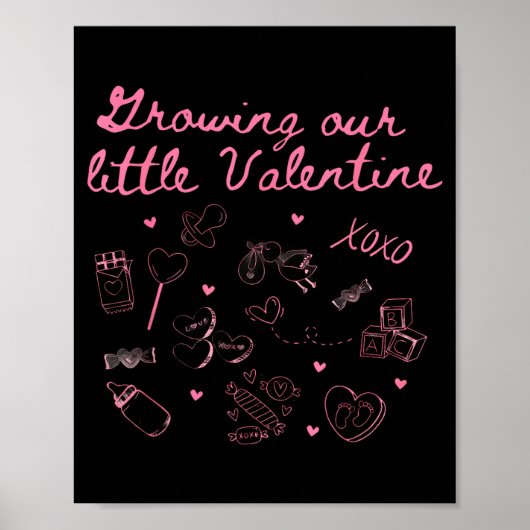 Poster Growing Our Little Valentine Pregnancy Announcemen (Devant)