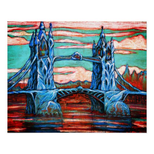 Poster Growing Tower Bridge dans un imaginaire Londres (Devant)