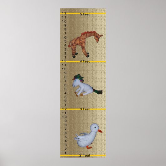 Poster Growth Chart - Duck, Unicorn, Giraffe Dolls (Devant)