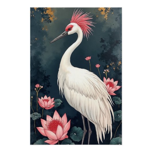 Poster Grue Blanche Japonaise Belle (Devant)