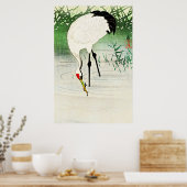 Poster Grue de pêche en eau douce par Ohara Koson (Cuisine)