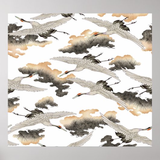 Poster Grue de style japonais : design élégant. (Devant)