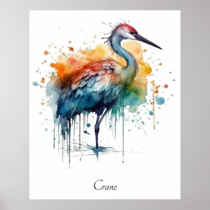 Poster Grue Élégante : Art à l'aquarelle, personnalisé