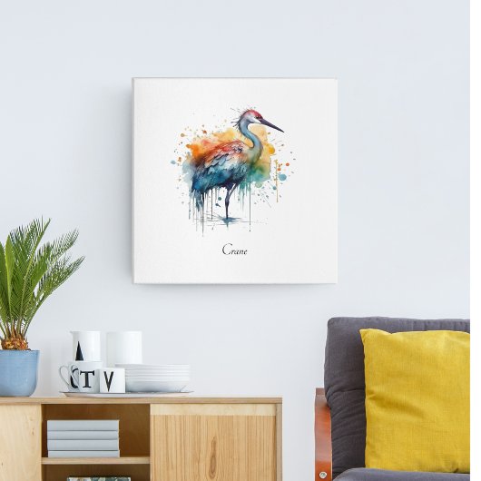 Poster Grue gracieuse : Aquarelle, coutume