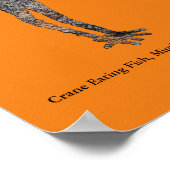 Poster Grue Manger Poisson, Mimbres Poterie Poterie Poste (Coin)