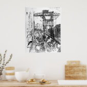 Poster Grues à Miraflores Lock - Joseph Pennell (Cuisine)