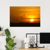 Poster Grues au lever du soleil (Bureau à domicile)