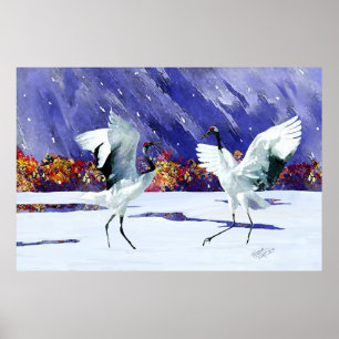 Poster Grues blanches de danse