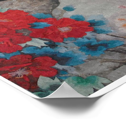 Poster Grues chinoises et bambou avec devis (Coin)