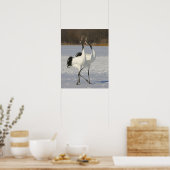 Poster Grues japonaises dansant sur la neige (Cuisine)