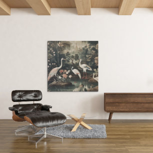 Poster grues vintages et palais sous les tropiques