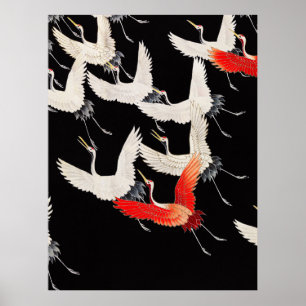 Poster Grues volantes : Japonais Bird Kimono Art