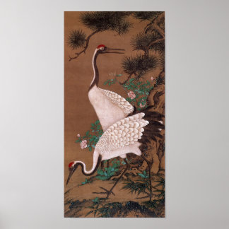 Poster Grues, Watanabe Shuseki Art Japonais