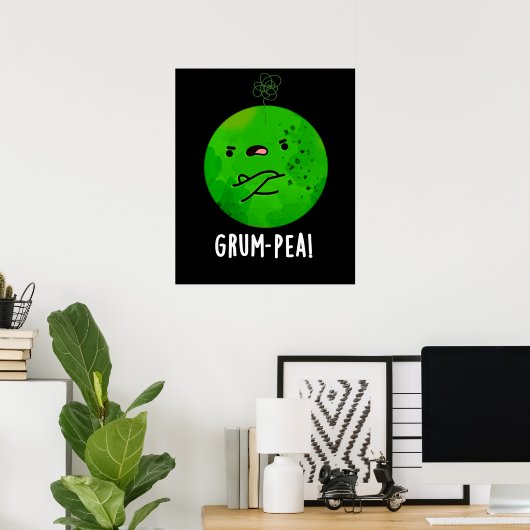 Poster Grum pea Funny Veggie Pun Dark BG (Bureau à domicile)