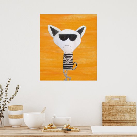 Poster Grumeux chat cool avec lunettes de soleil art (Cuisine)