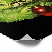 Poster Grumeux Vert Père Noël Chat Retro Chat Noël (Coin)