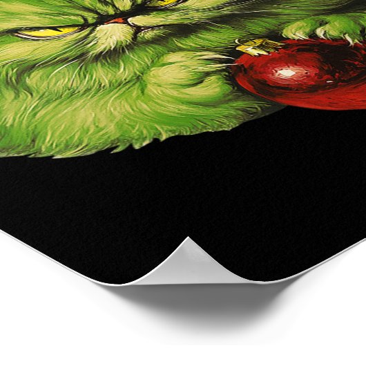 Poster Grumeux Vert Père Noël Chat Retro Chat Noël (Coin)