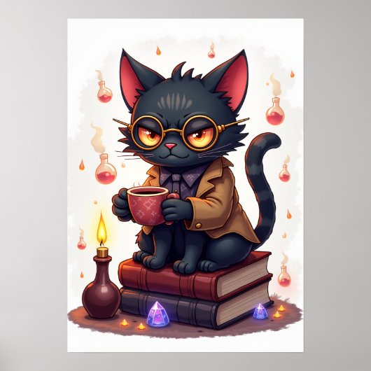 Poster Grumpy Cat Dark Academia Reader Bookworm Gothic Li (Devant)