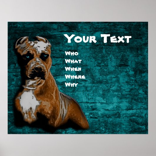 Poster Grunge American Pitbull Terrier Portrait (Devant)