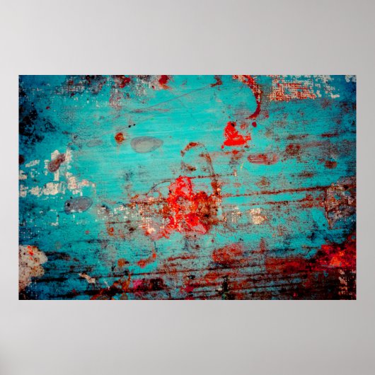 Poster Grunge arrière - plan de turquoise. Blocs, frottis (Devant)