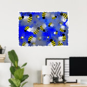 Poster Grunge Bees (Bureau à domicile)