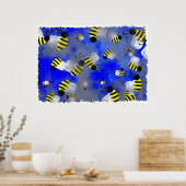 Poster Grunge Bees (Cuisine)