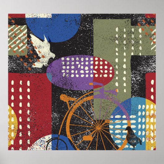 Poster Grunge Cityscape : Texture Vintage transparente (Devant)