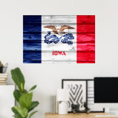 Poster Grunge du drapeau de l'État de l'Iowa (Bureau à domicile)